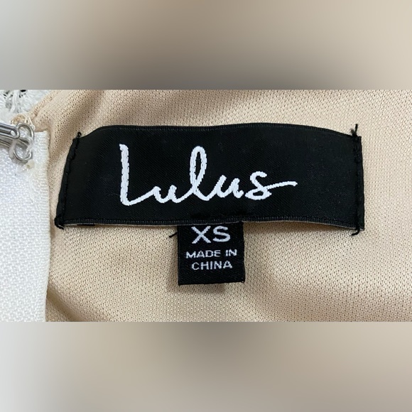 Lulus Flynn Antique White Over Nude Embroidered Lace Wedding Dress w Mini Train - Picture 10 of 15